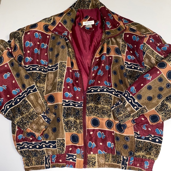 Vintage Jackets & Blazers - Vintage Silk BOGARI MultiColored Zipper Jacket